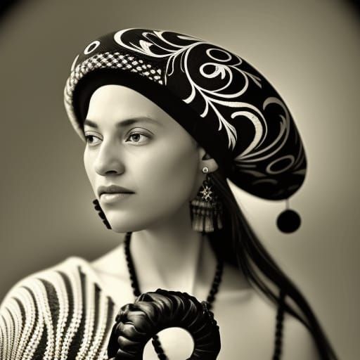 Majestic Poetess Portrait in Hyperdetailed Photography