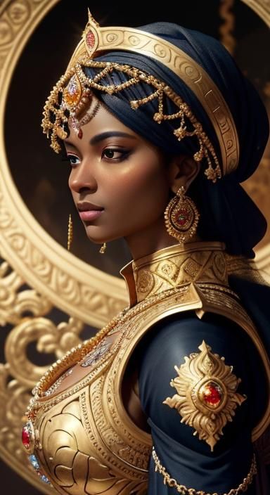 Golden Chariot with Celestial Woman, Baroque Oil Painting