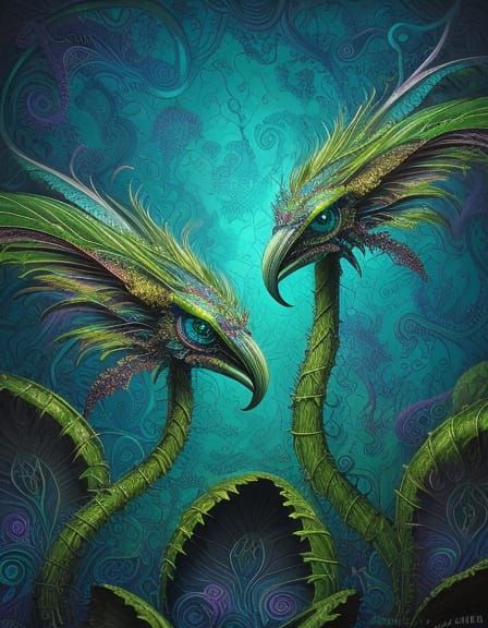 Dreamlike Carnivorous Plant in Vibrant Oil Painting Style