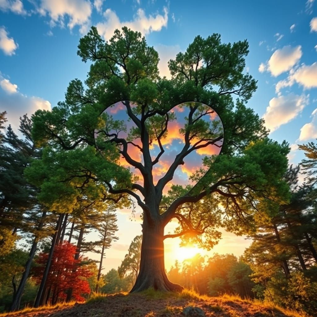 Heart Tree Reveals Colorful Sky