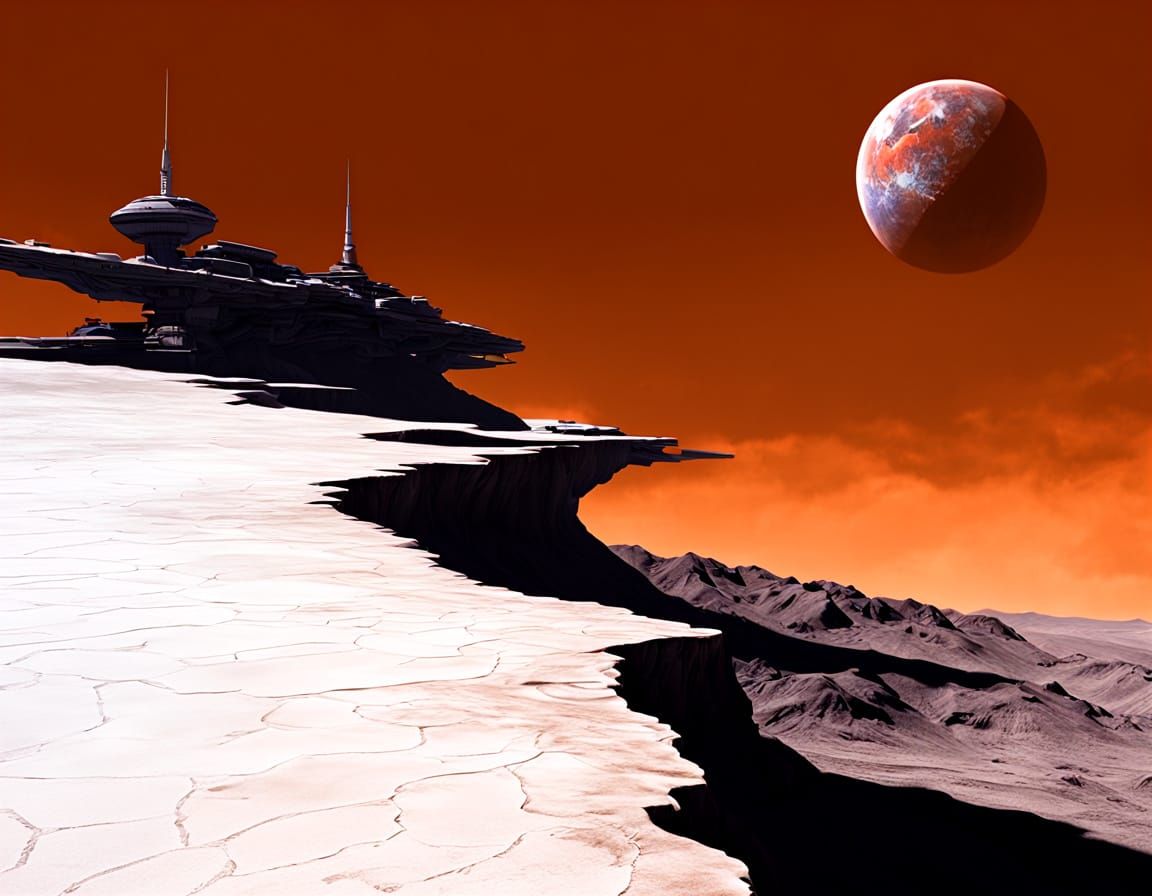 Far-off Futuristic Landscape in Stunning Hi-contrast