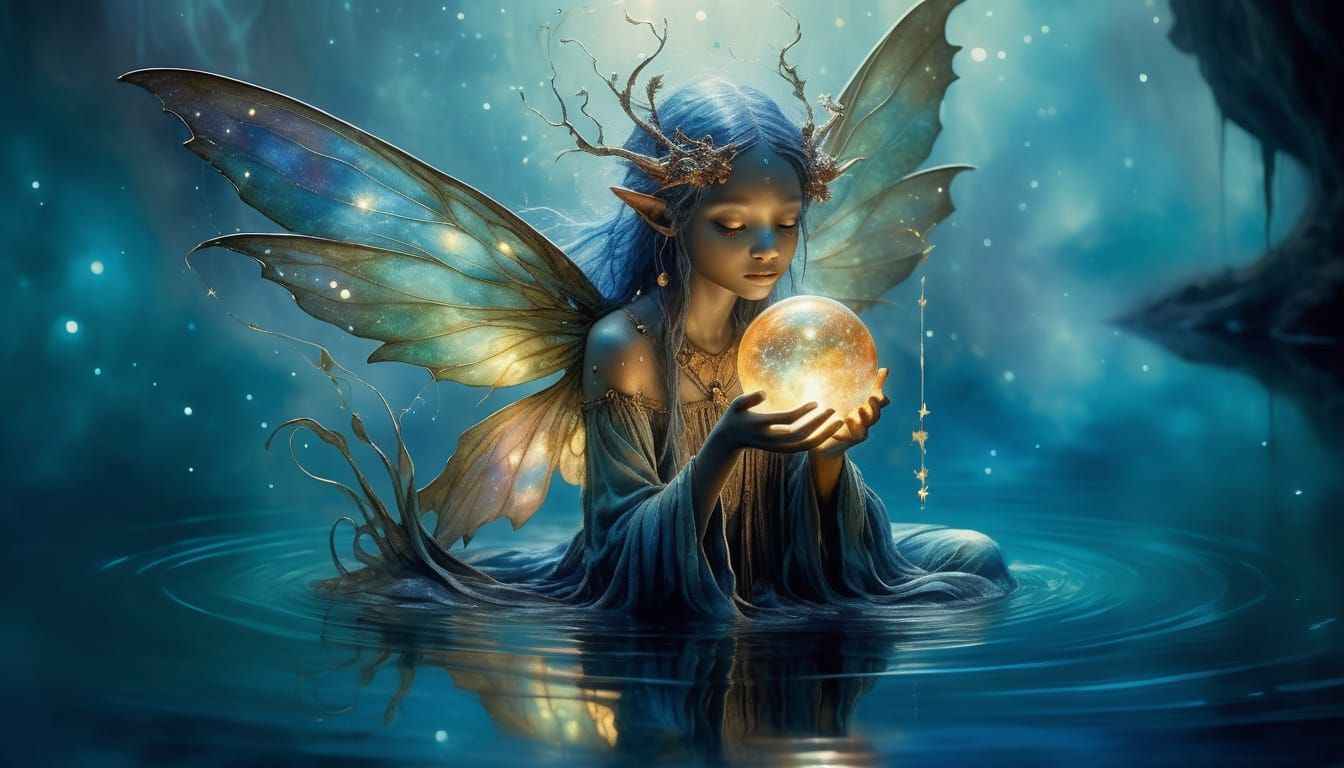Ethereal Water Sprite in Dreamy Underwater Scene