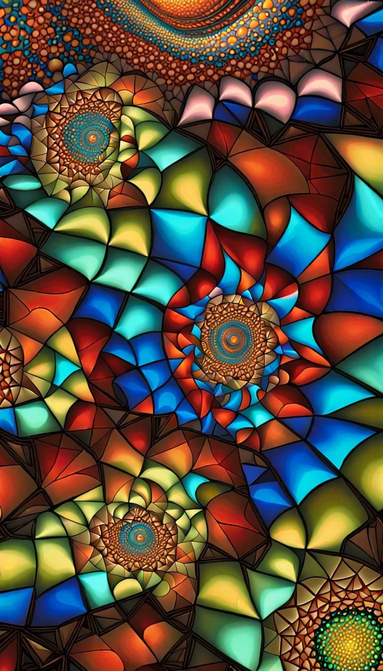 Mosaic Fractal Art in Geometric Abstract Style