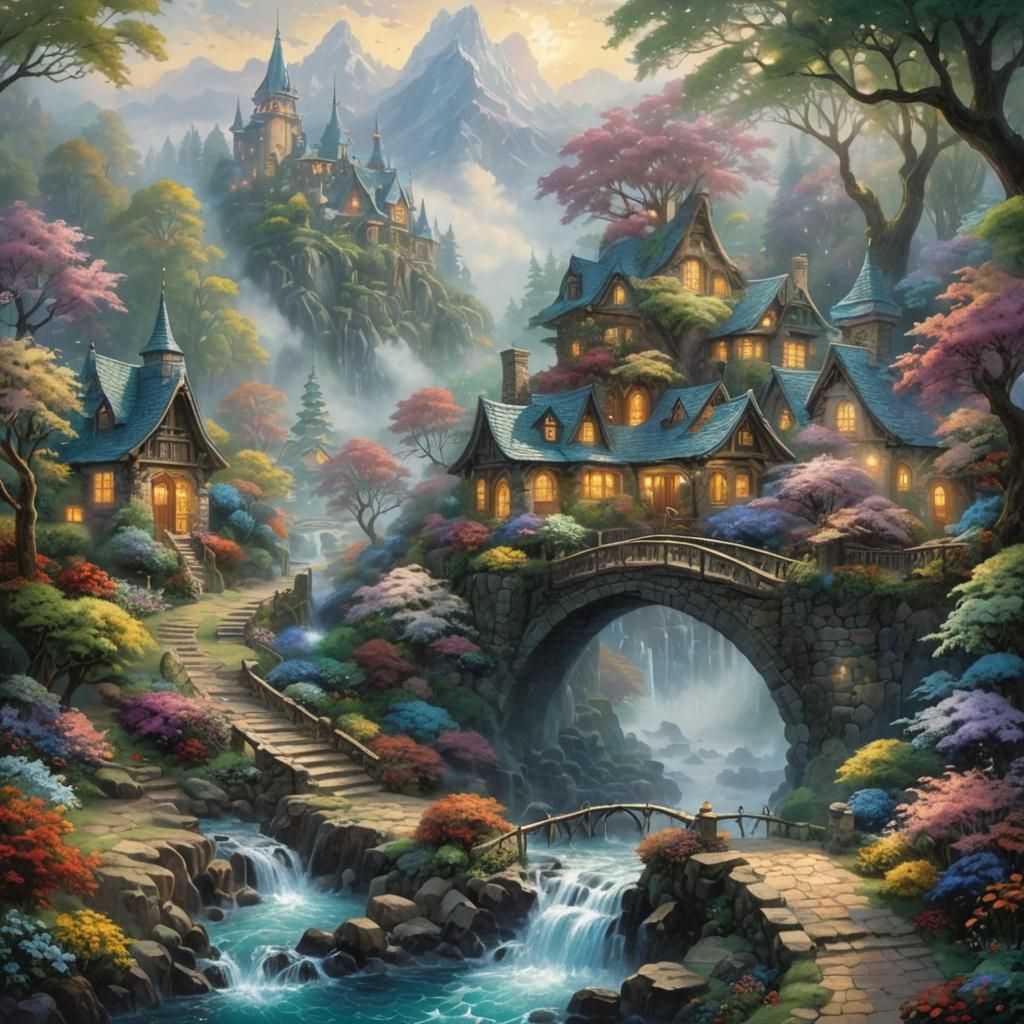 Ethereal Fantasy Landscape in Luminist Style