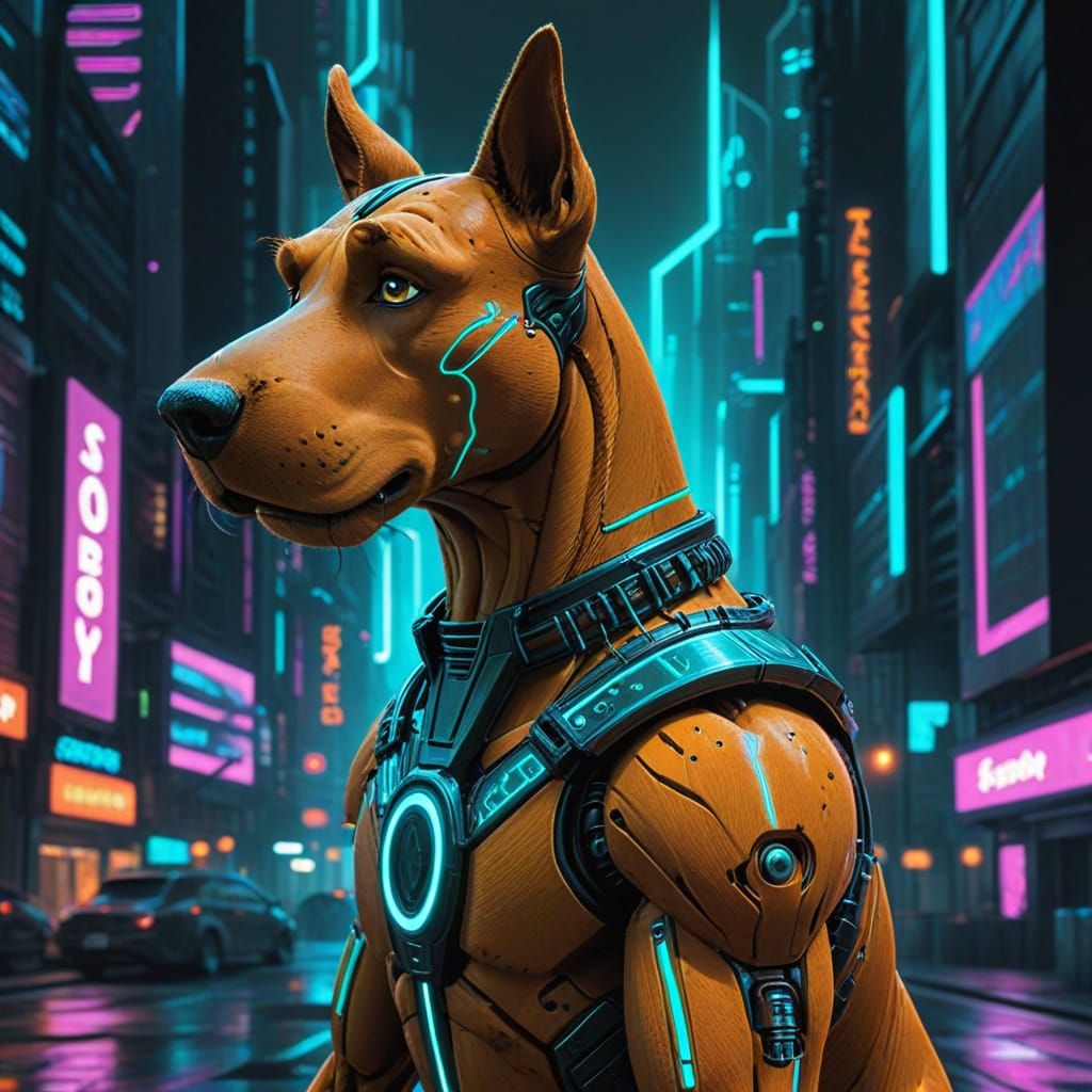 Scooby-Doo in Cyberpunk Tron Style