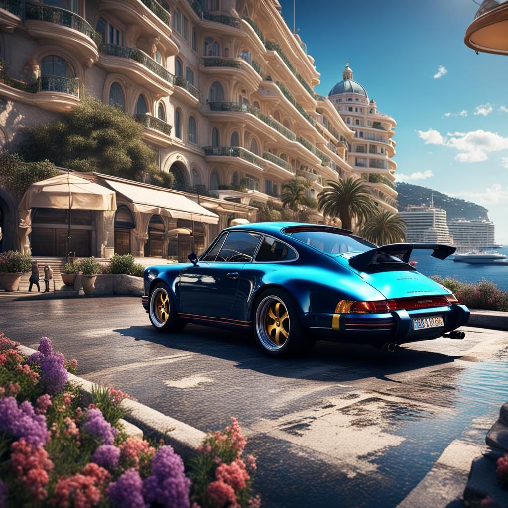 Porsche 911 in Monaco: Detailed Matte Painting
