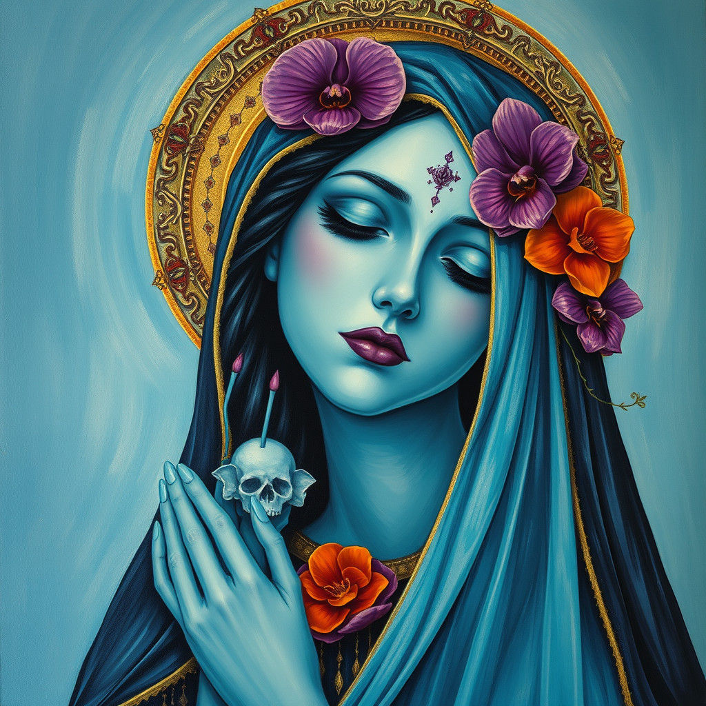 Psychedelic Gothic Goddess Oil Painting