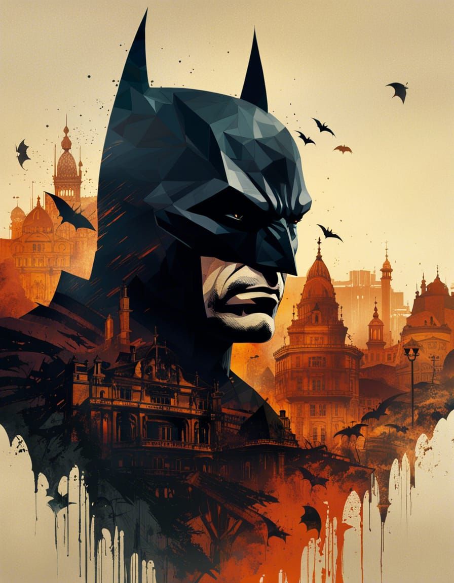 Batman Double Exposure Silhouette Portrait