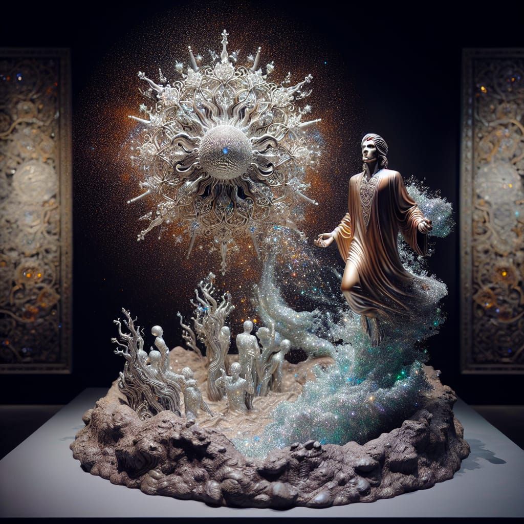 Bronze Statue: Celestial Being and Man's Creation