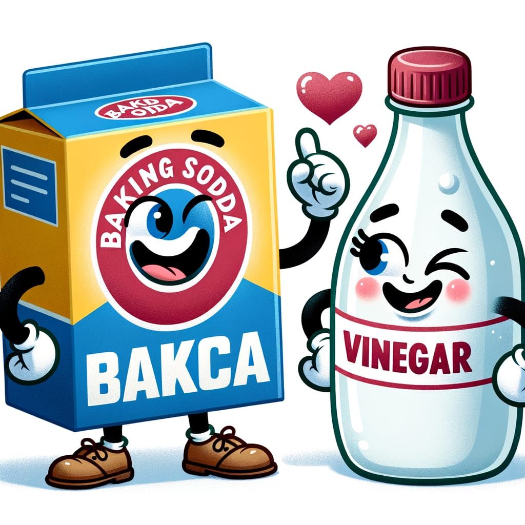 Playful Baking Soda & Vinegar Cartoon Characters