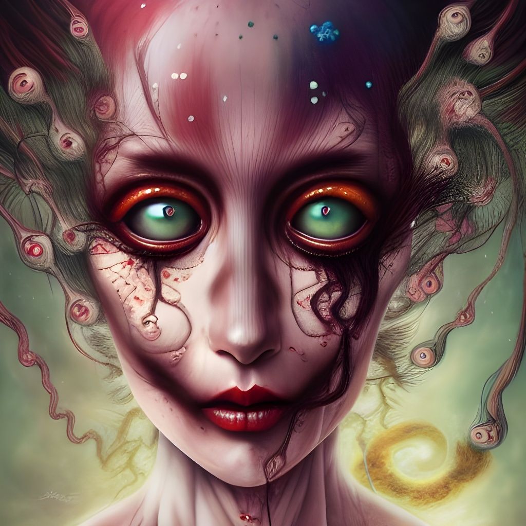 Ethereal Horror: Junji Ito Goddess Portrait