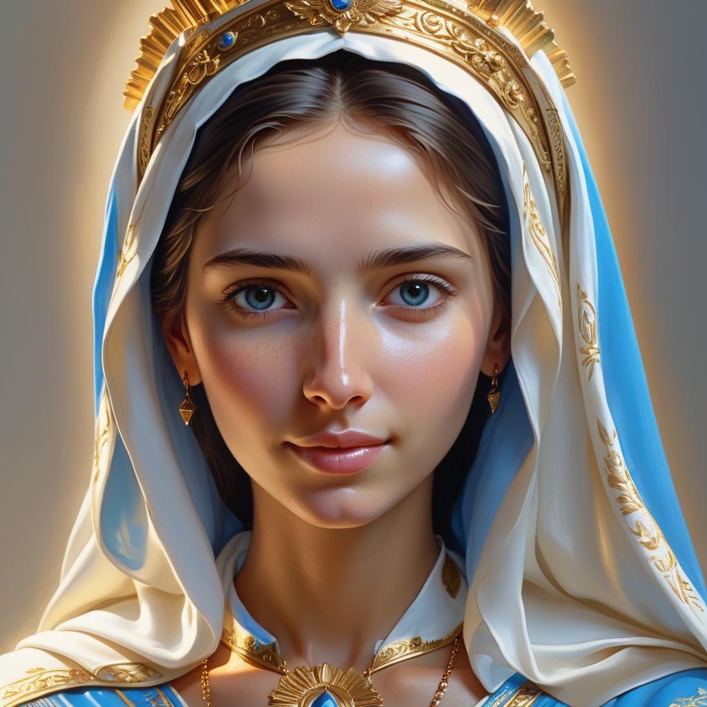 La Virgen del Pilar 3D Portrait in Art Nouveau Style