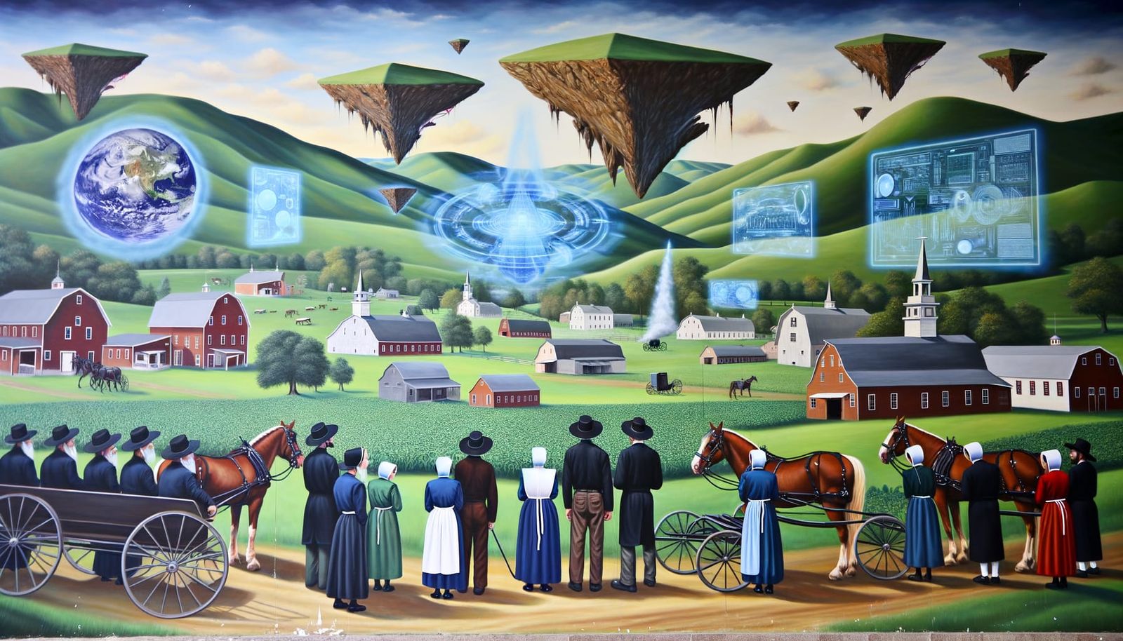 Amish Town Mural Blends Tradition with Sci-Fi Wonder