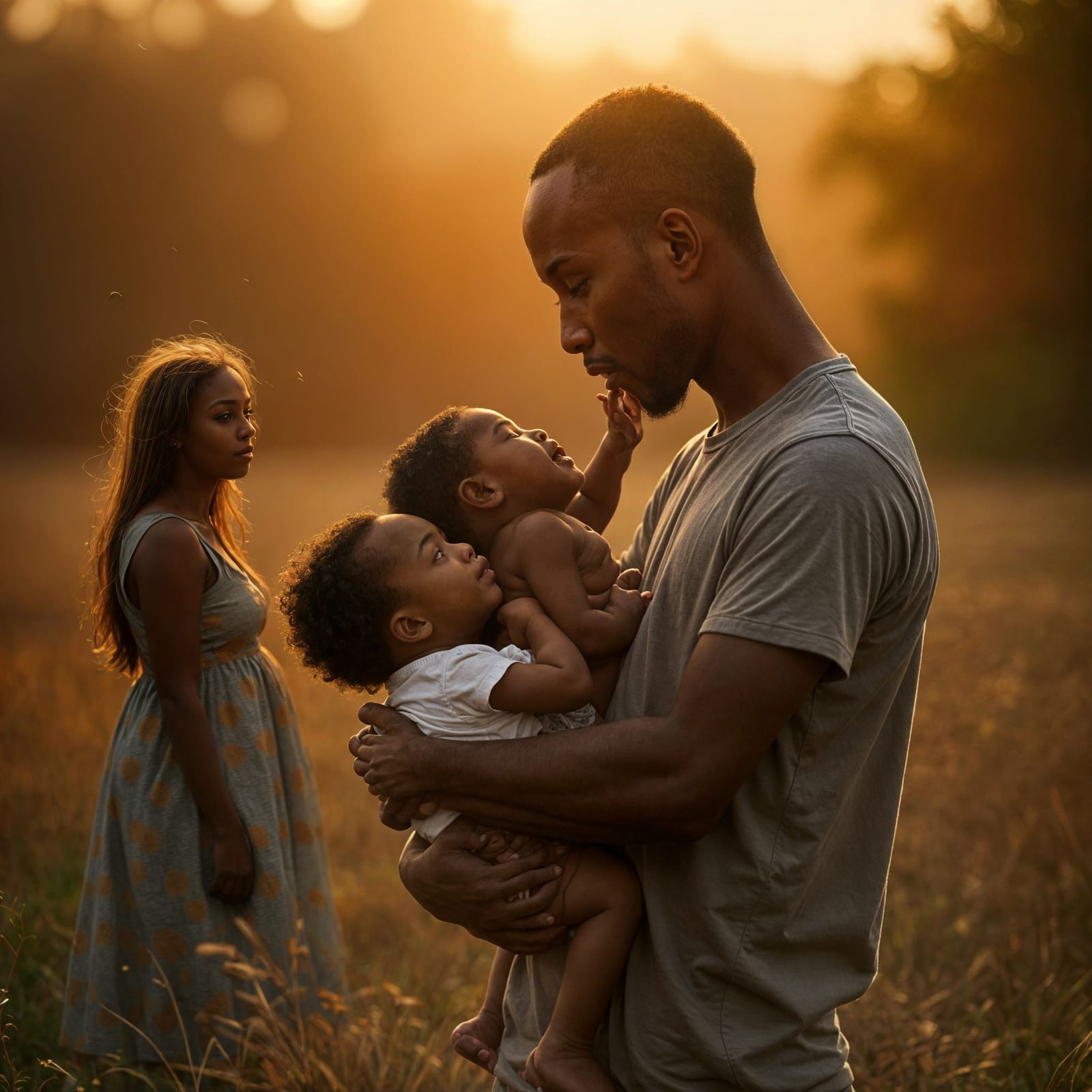 African American Father's Tender Moment Captured in Cinemati...