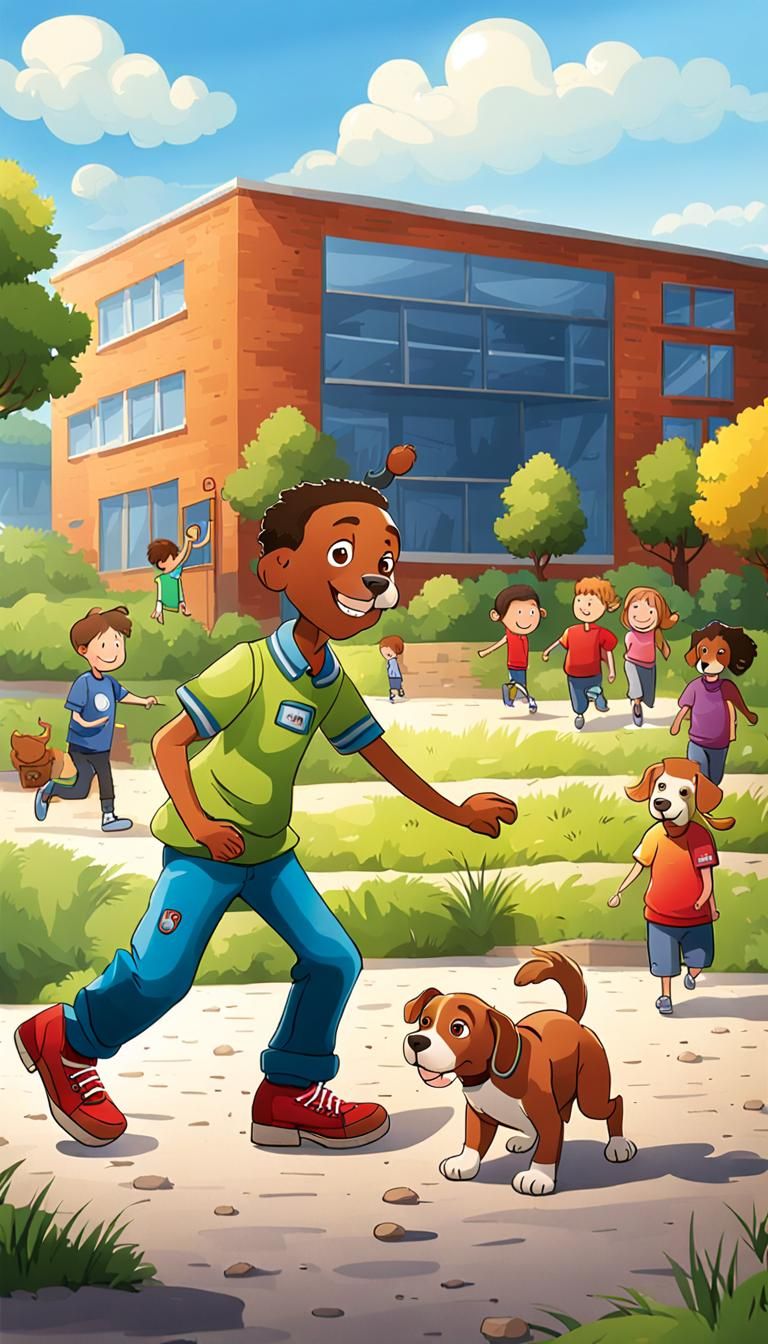 Mr. Chance Playing with Friends in Schoolyard