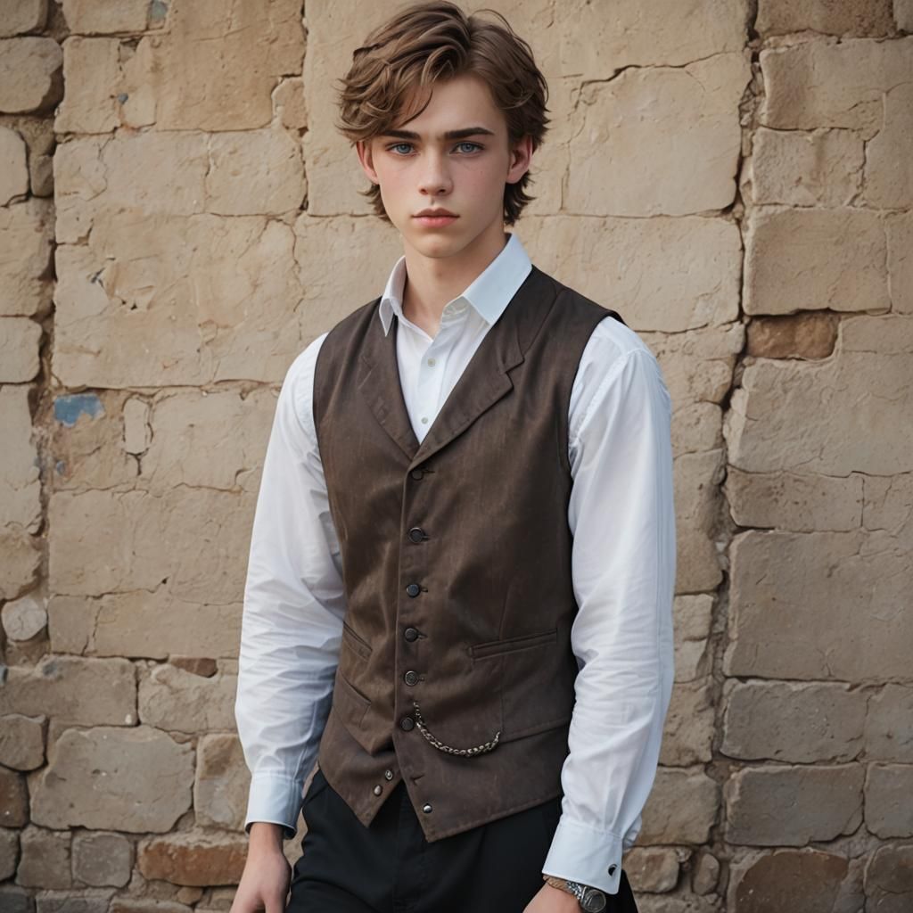 Seventeen Year Old Boy in Fantasy Medieval Vest