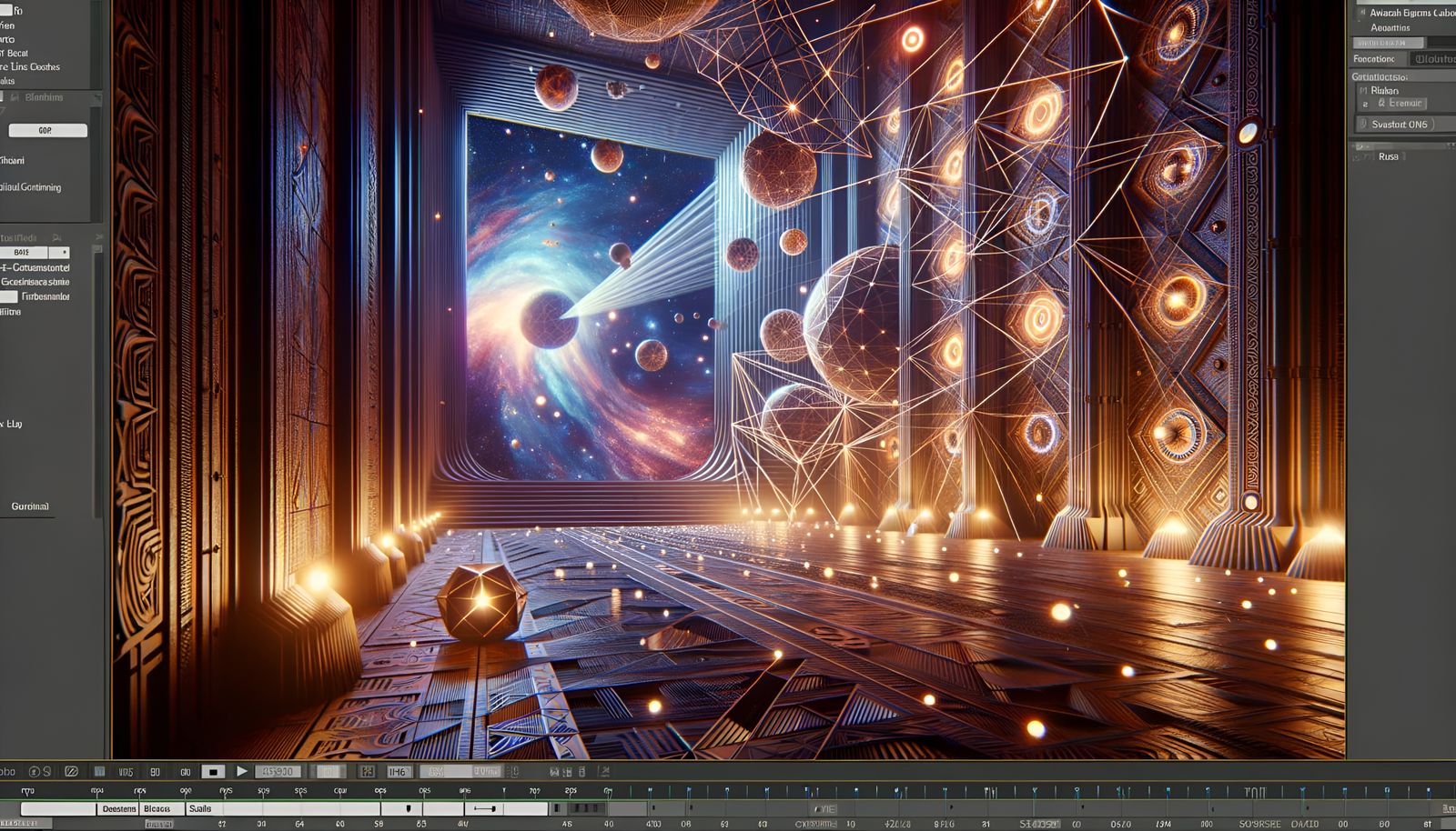 Futuristic Space Scene in Surreal Geometric Style