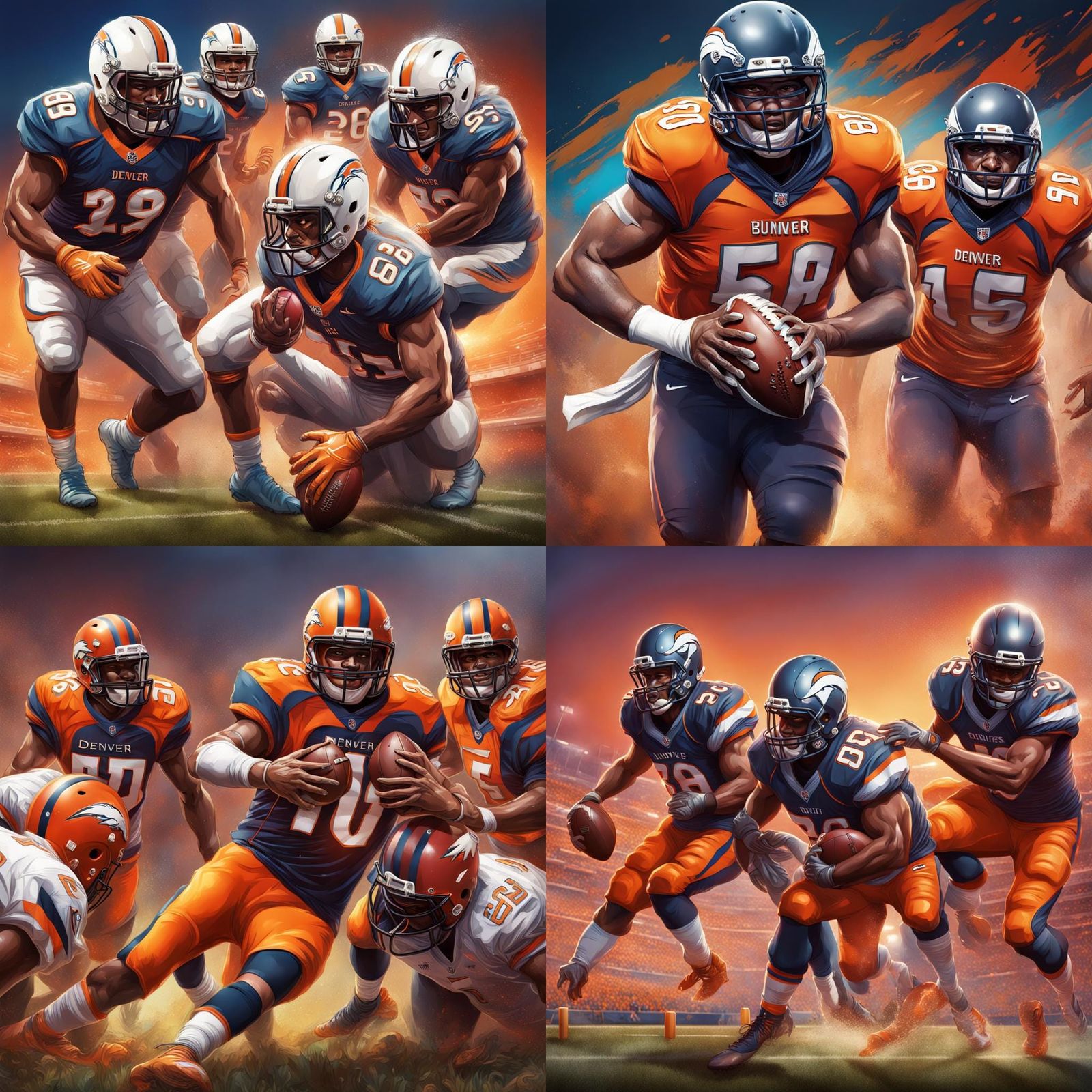 Hyperrealistic Denver Football Team Splash Art