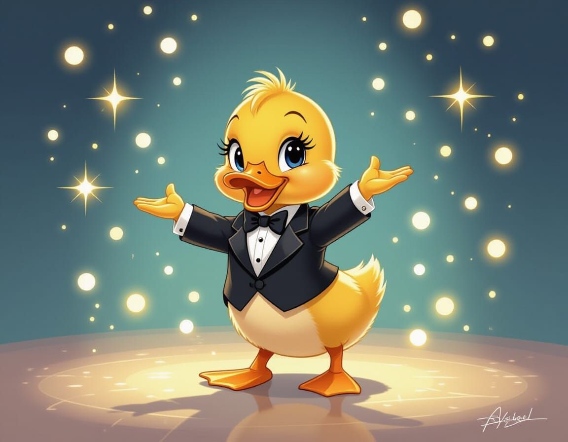 Duckling Dances: A Hollywood Glamour Scene