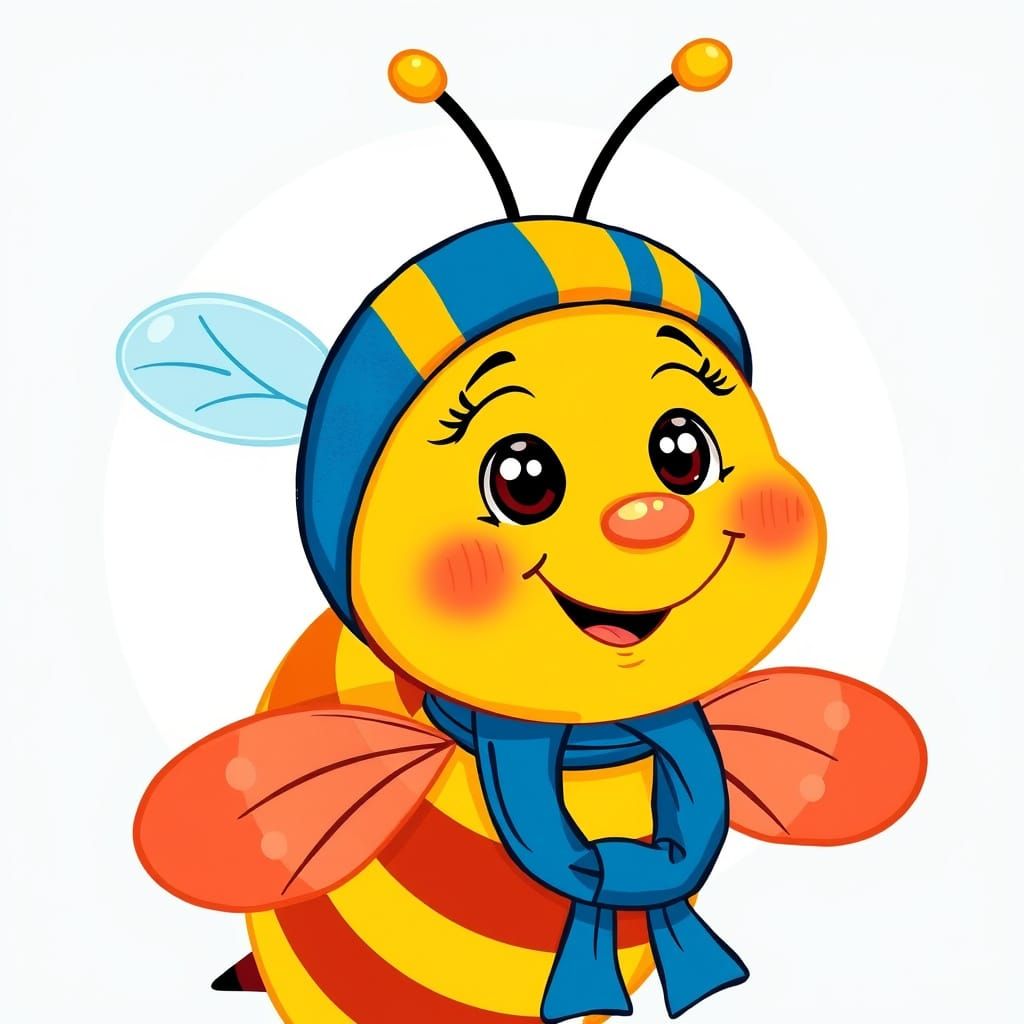 Vibrant Cartoon Bee in Classic Cartoon Style