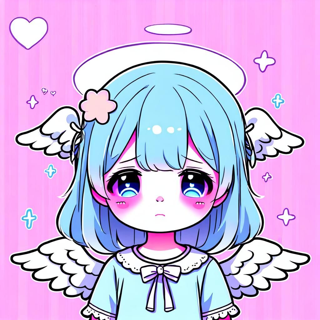 Kawaii Sad Angel Digital Art