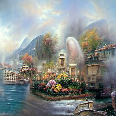 Bellagio: Ethereal Fantasy Landscape in Mist