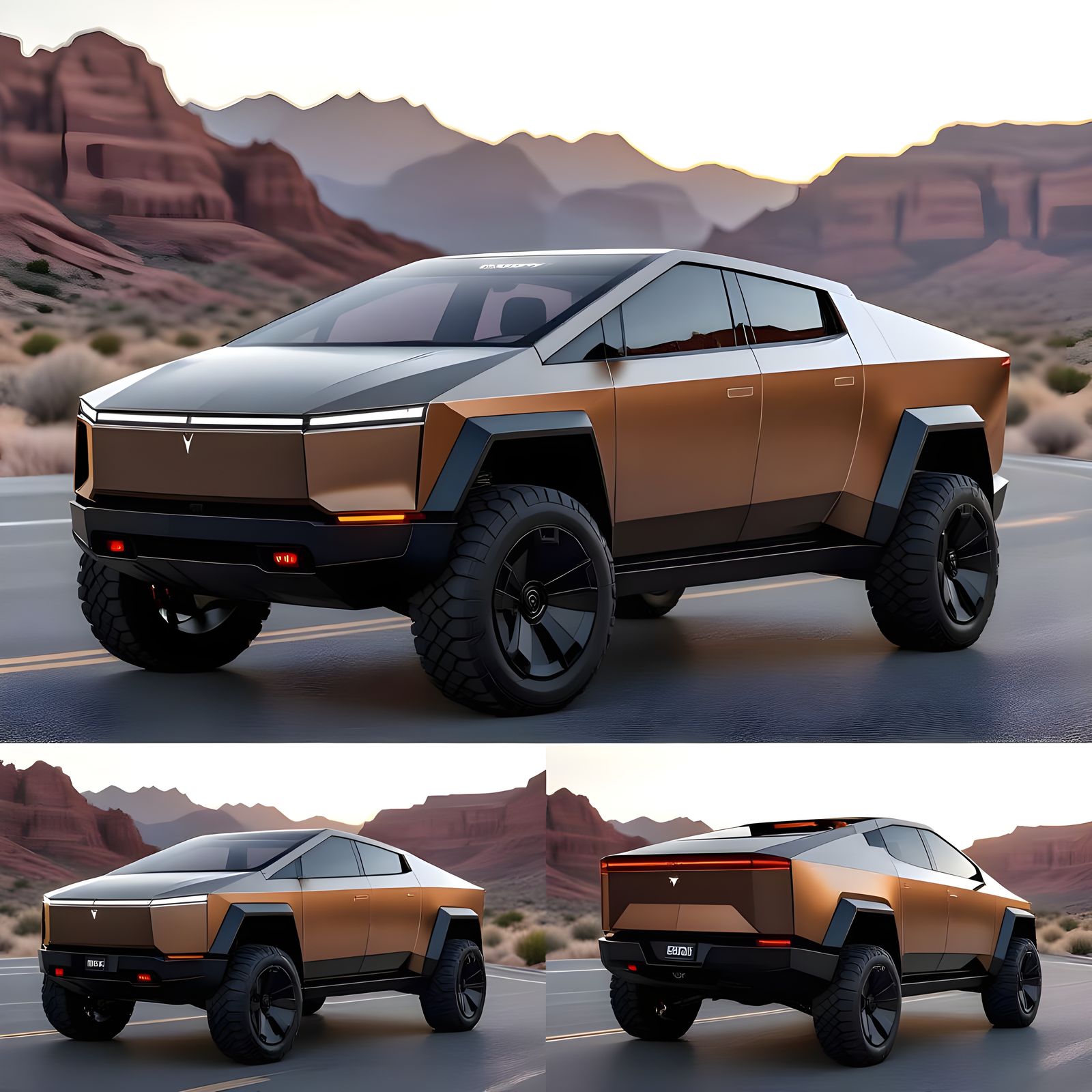 Armored Cybertruck Satellite Design in Dark Brown