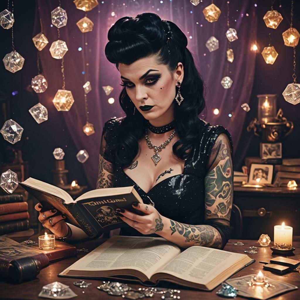 Gothic Pinup Witchcraft in 1960s Magazine Style