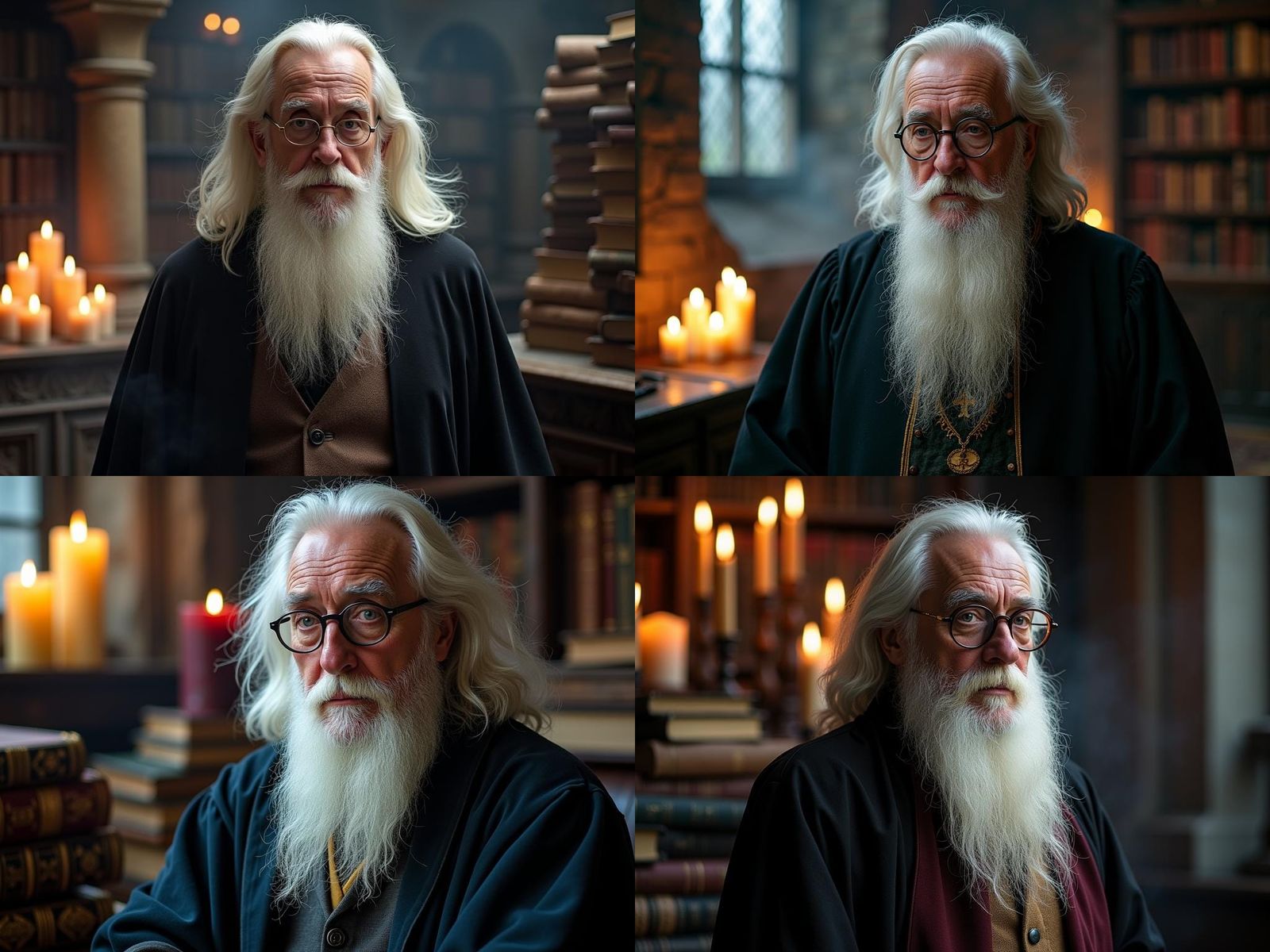 Magical Portrait: Wizard with Flowing Beard in Hogwarts