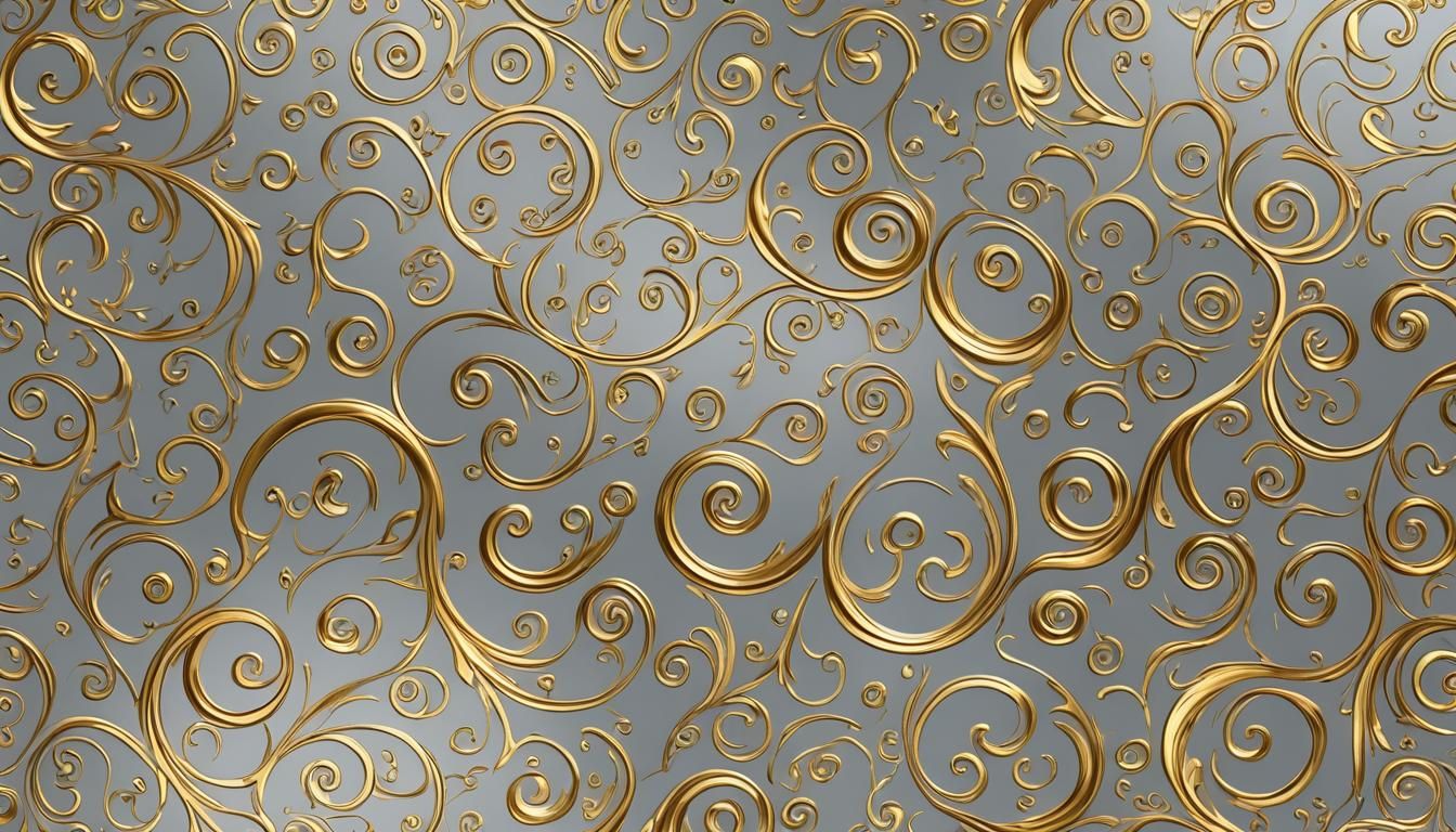 Gold Swirl Pattern on Silver Background