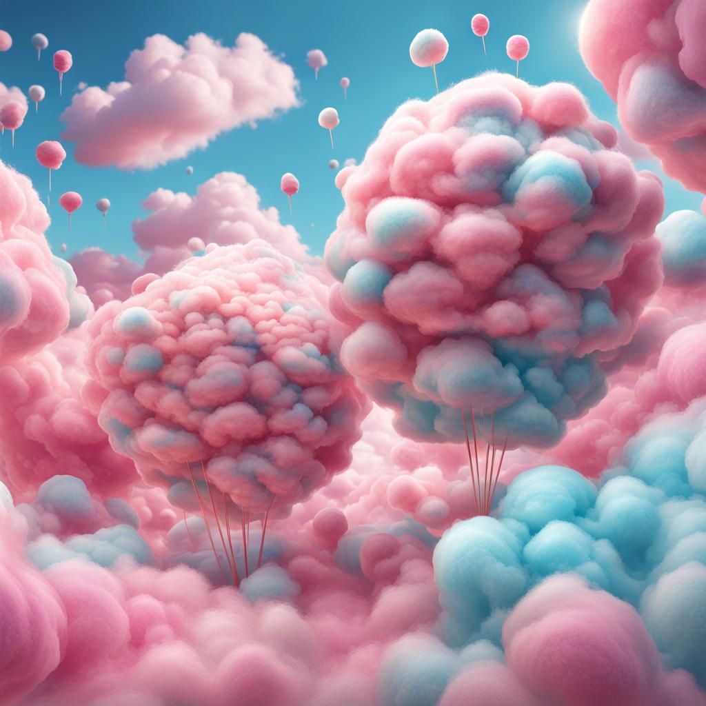 Cotton Candy Clouds in Candyland Art Style