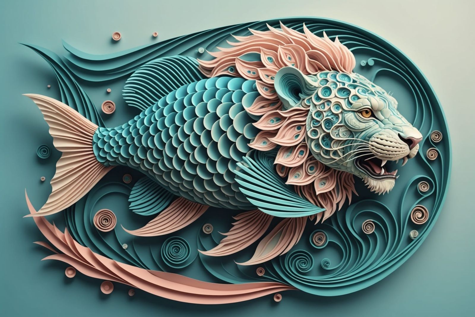 Lionfish Swimming in Ocean with Claymation Style