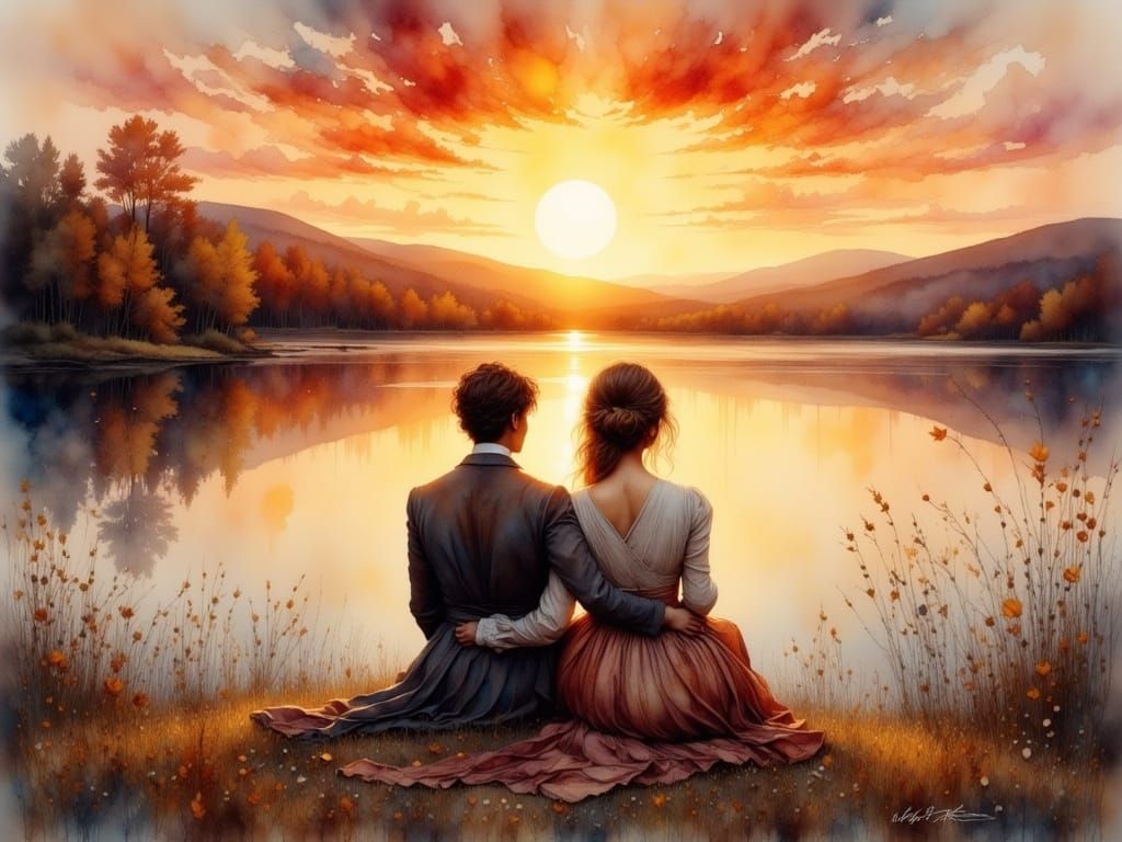 A couple at sunset