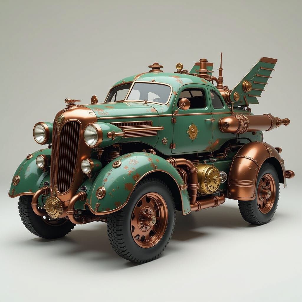 Steampunk Thunderbird Vehicle Model in Retro Style