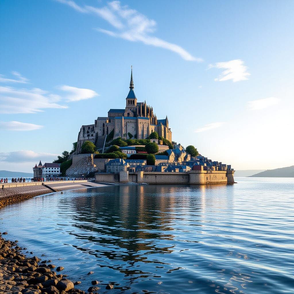 Shoreline With Majestic Castle Landscape
