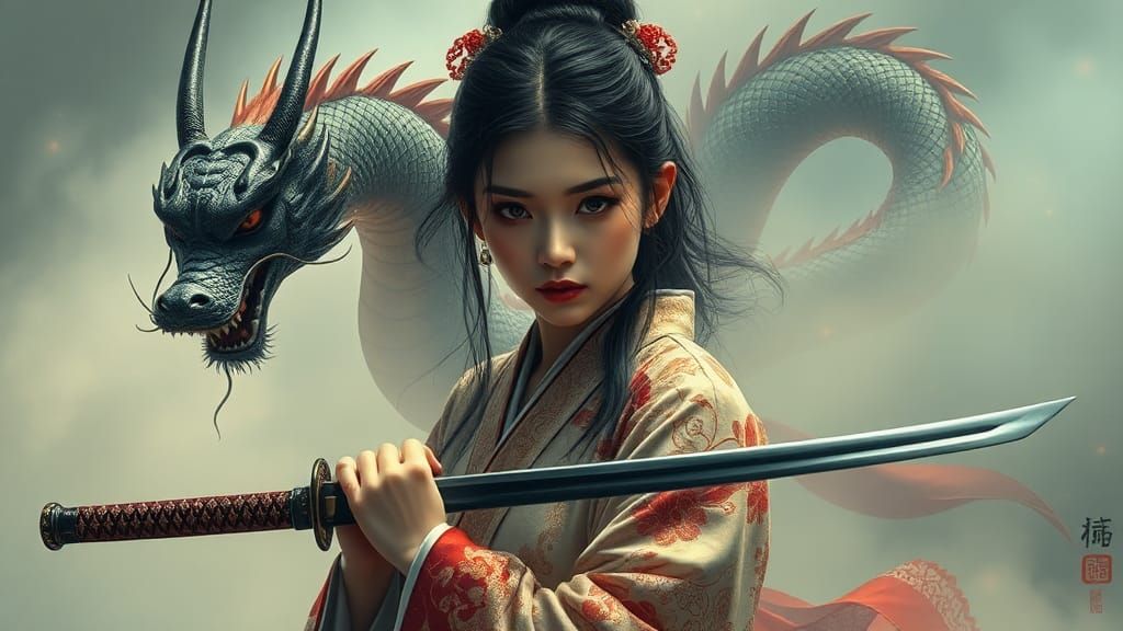 Beautiful samurai woman