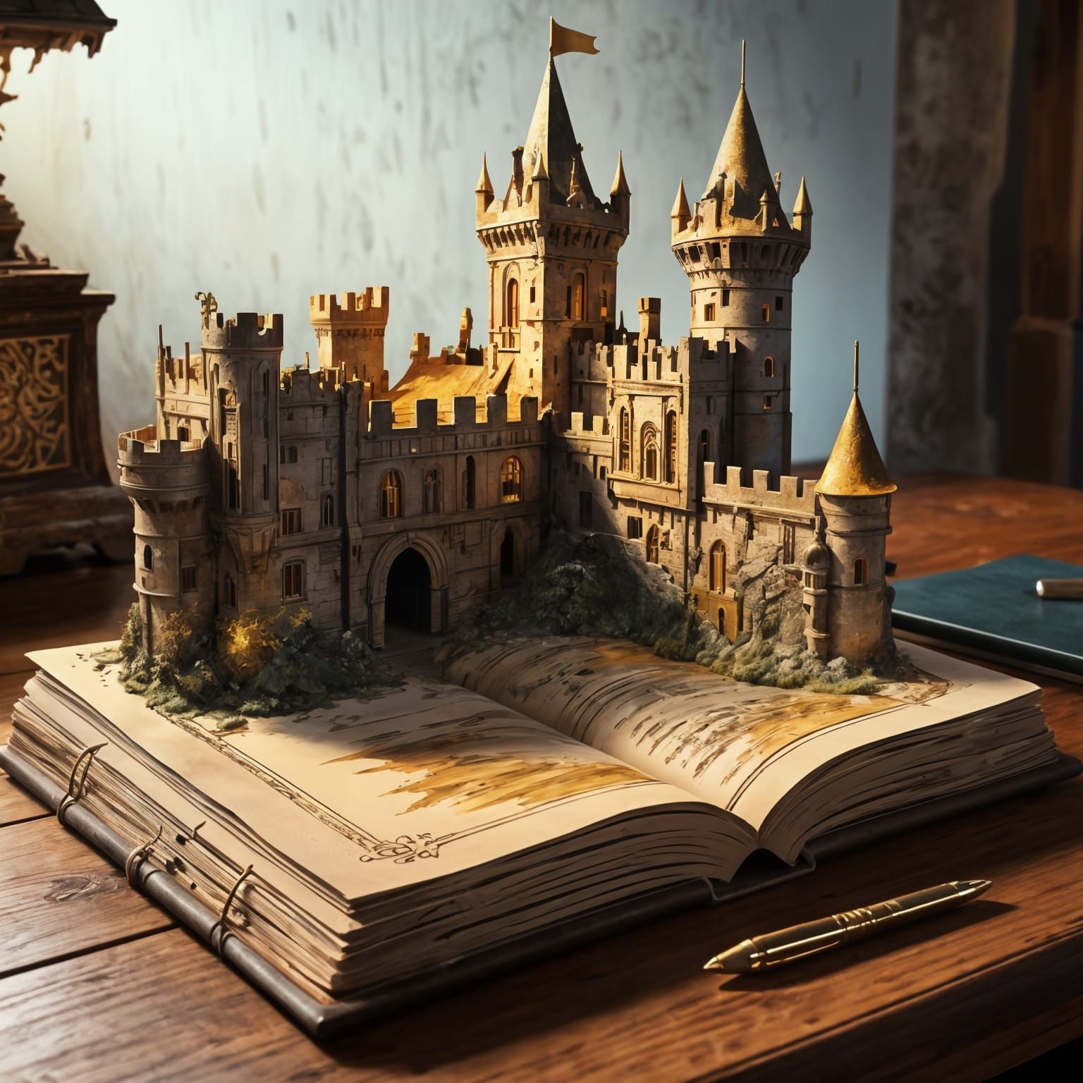 Majestic Castle Ruins Emerge from Sketchbook