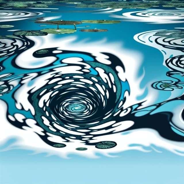 Hypnotic Swirl Portal in Sky Blue Swamp Landscape
