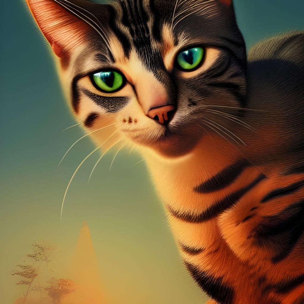 Hyperdetailed Long Bodied Cat in Golden Hour Light
