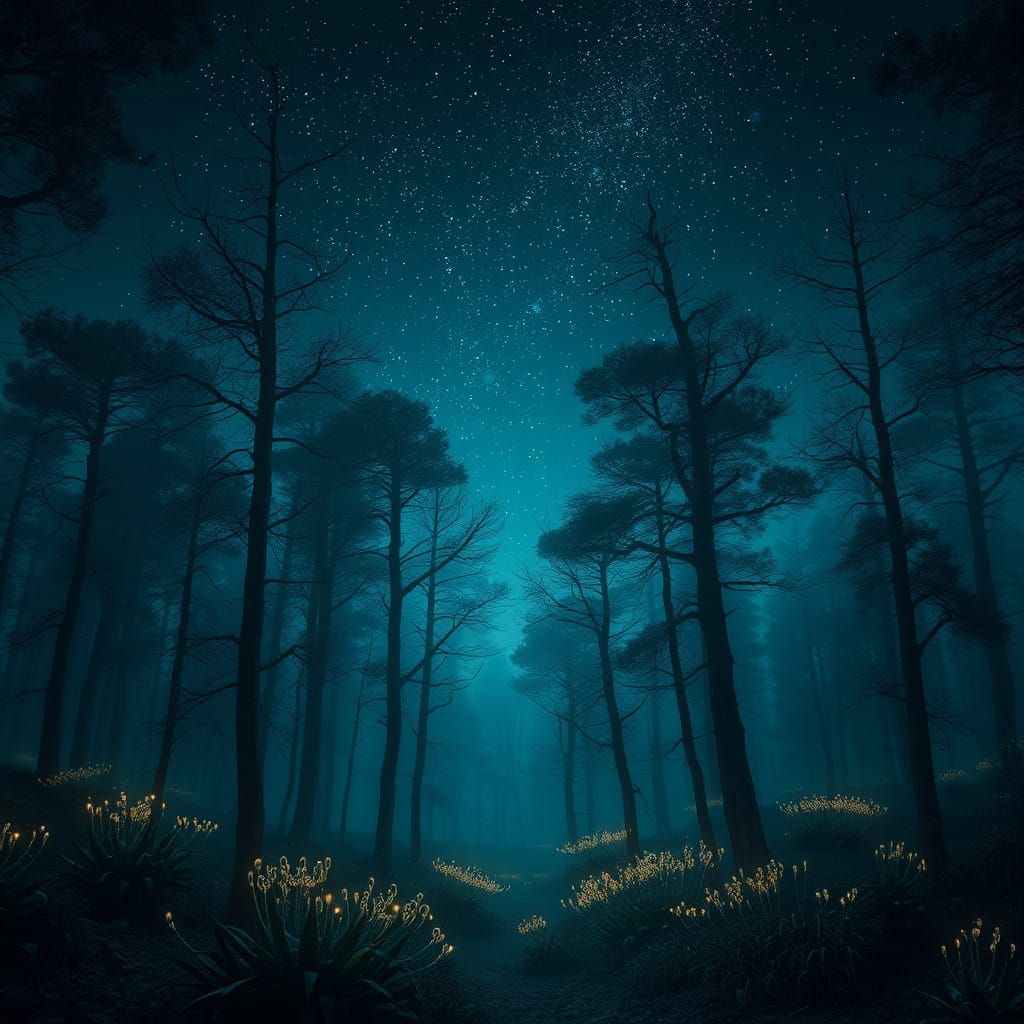 Mystical Forest in Ethereal Glow