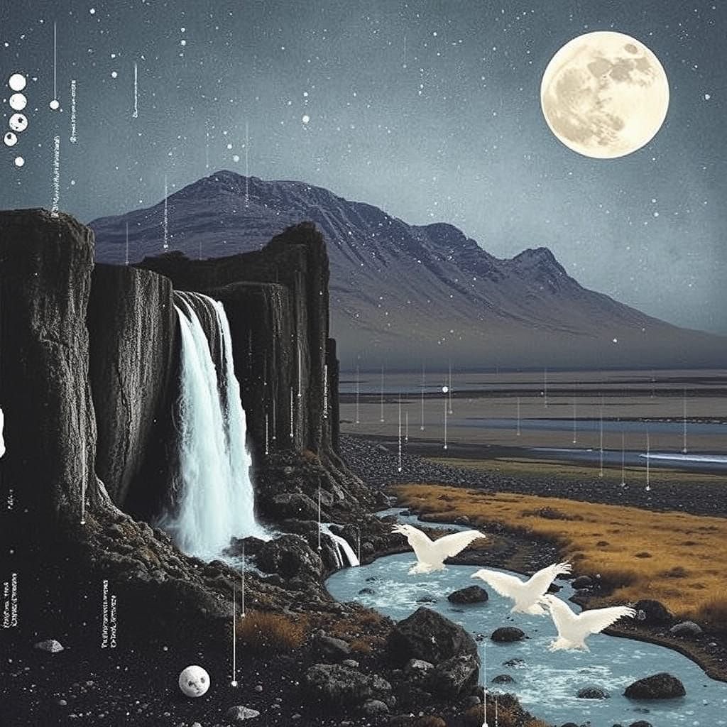The Moon Falls a Thousand Times: Icelandic Art Collage