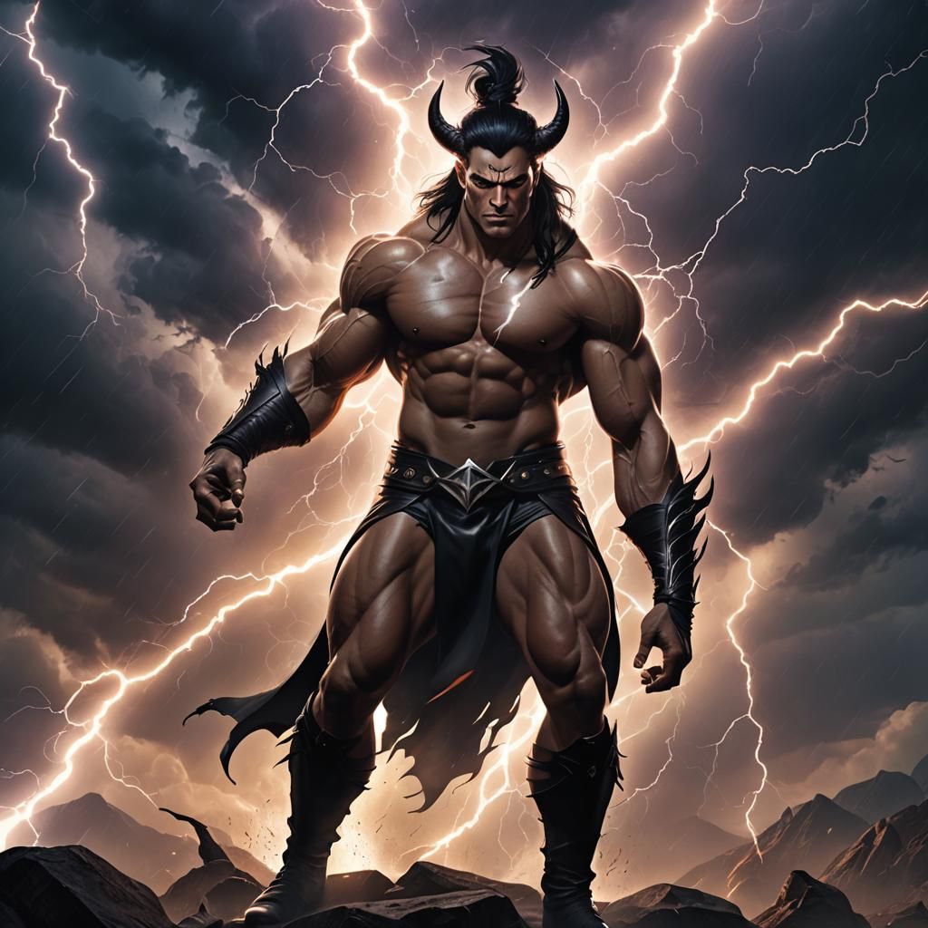 Fantasy Warlock in Lightning Storm, Artgerm Style