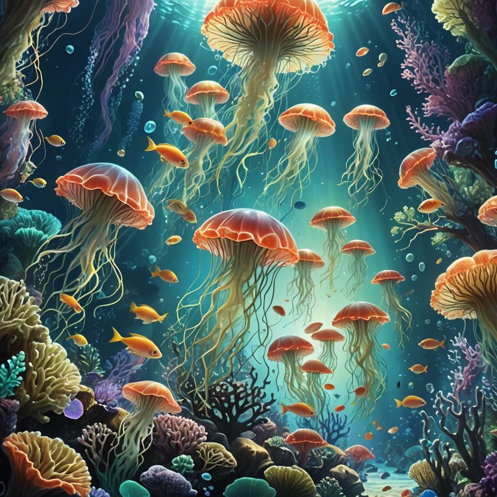 Vibrant Coral Reef Ecosystem in Fantasy Concept Art Style