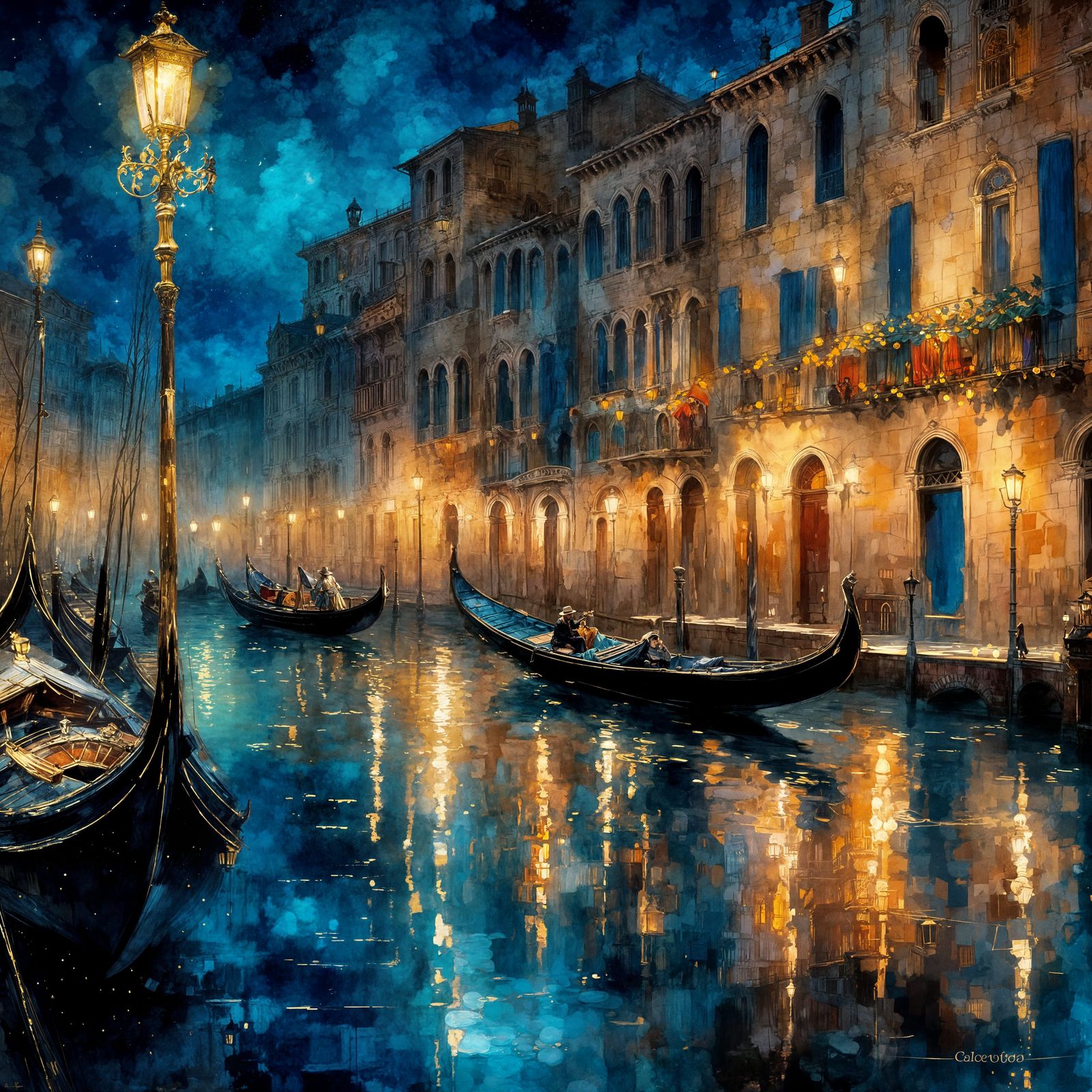 Venice at Night: An Impressionistic Oil Painting