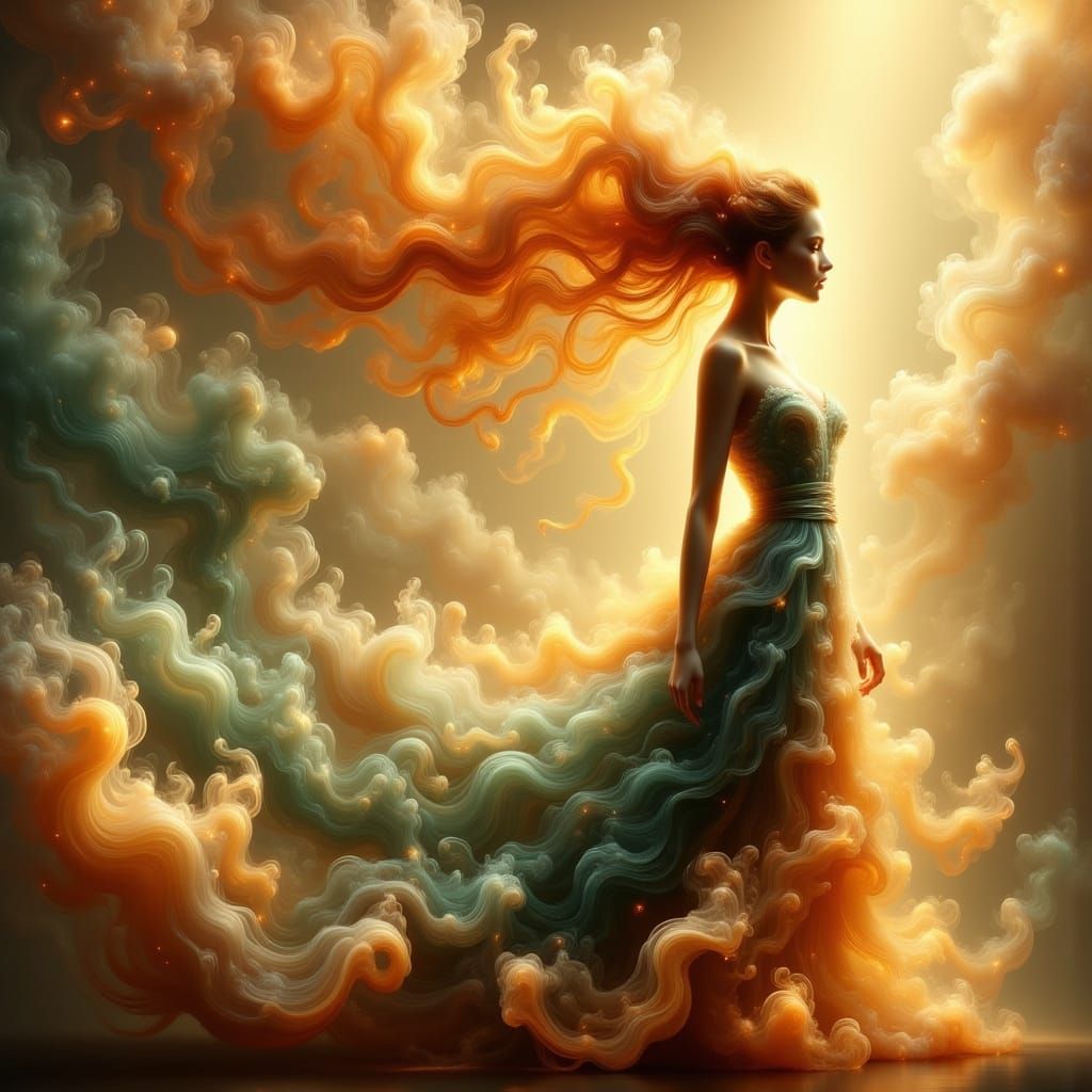 Ethereal Witch Silhouette in Swirling Magical Energy