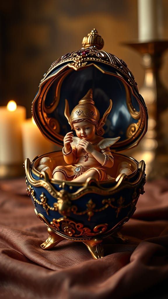 Fabergé Egg Reveals Golden Elf in Renaissance Style