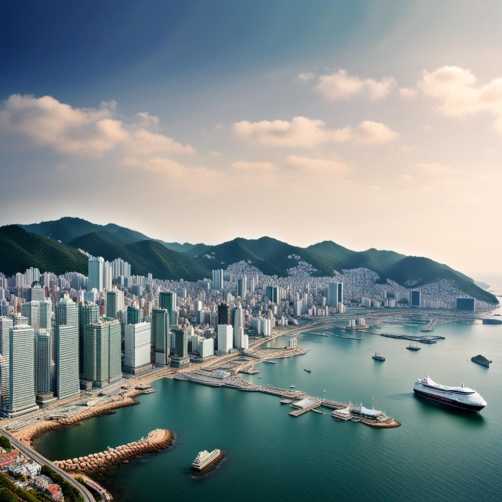 Busan Seaside City: Detailed Matte Painting in Unreal Engine