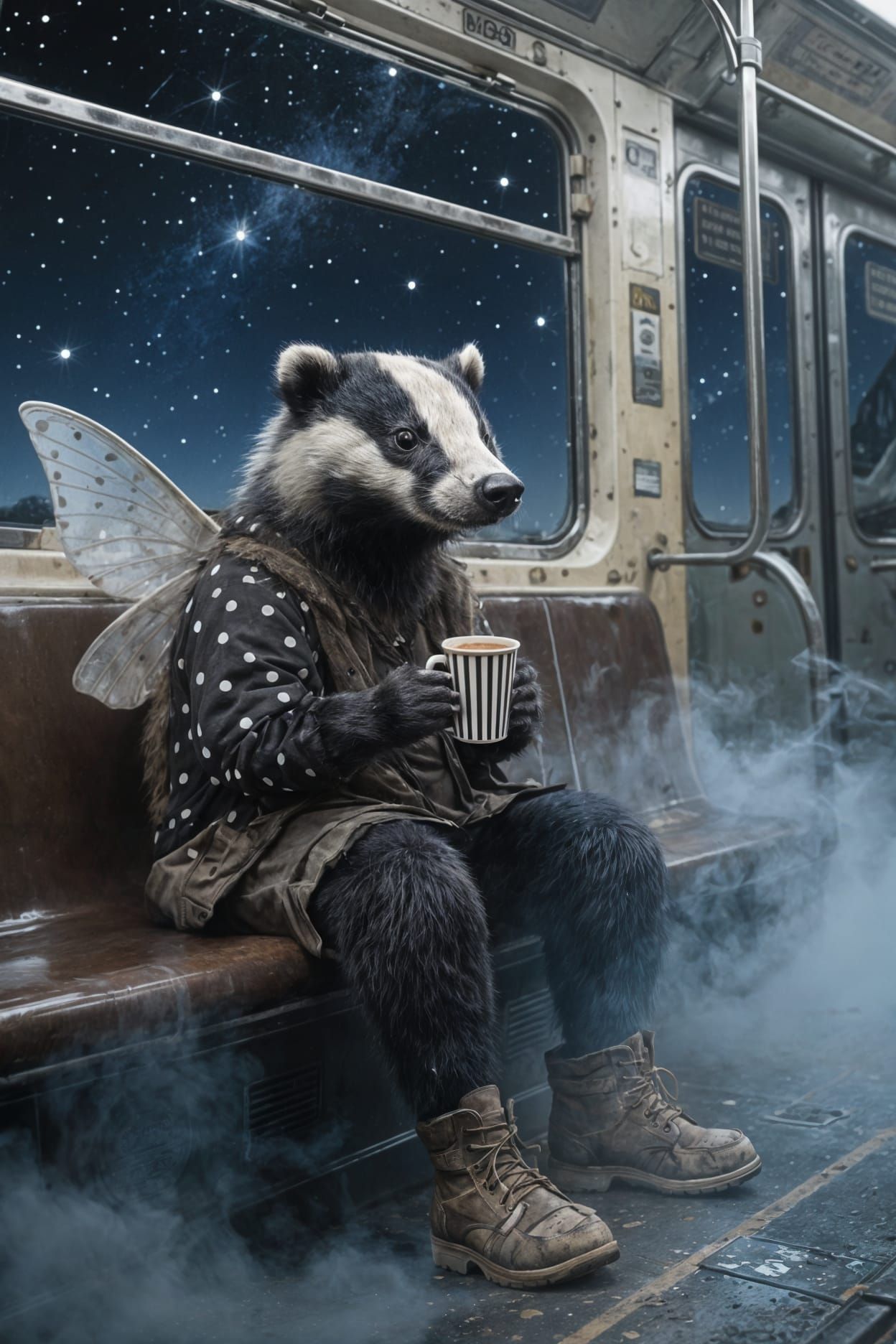 Abstract Composition with Coffee Cup and Badger