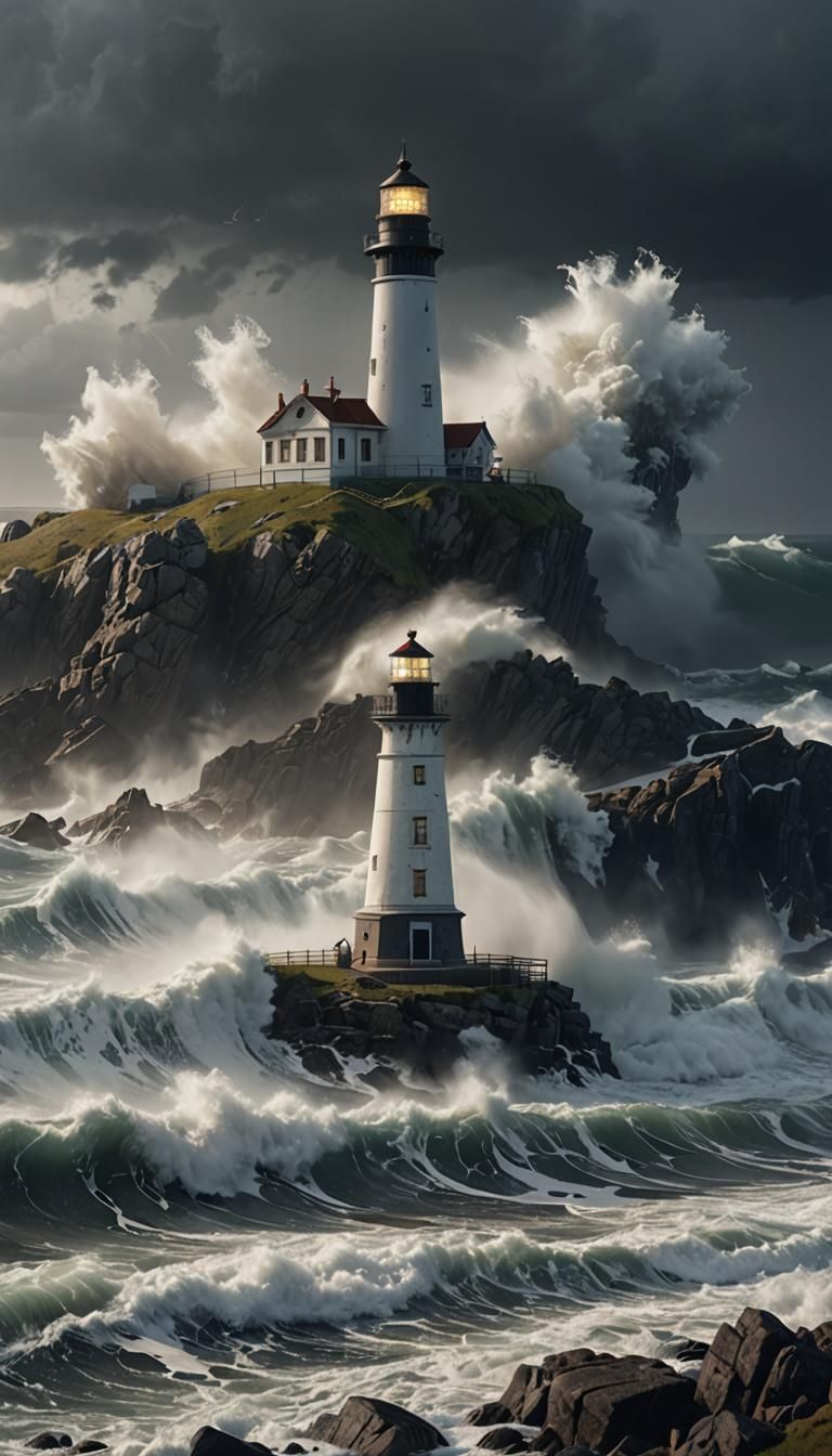 Majestic Lighthouse in Epic Storm: Octane Render