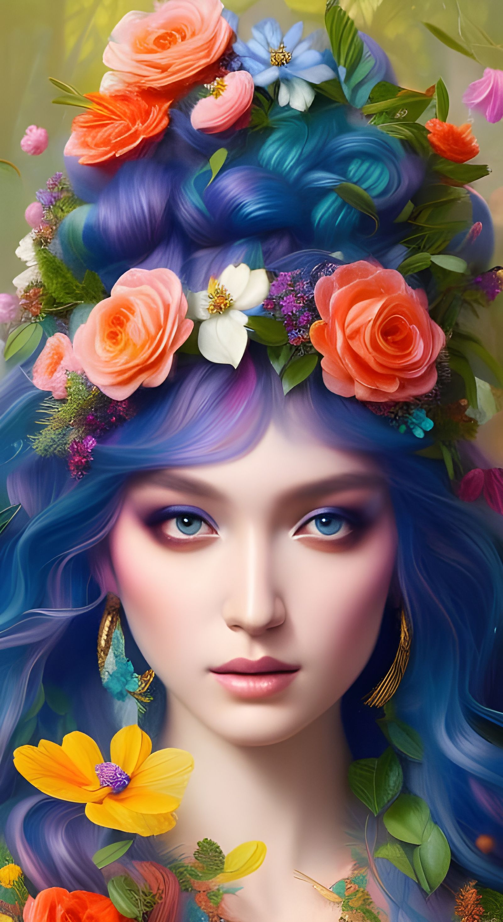 Hippy Queen Portrait in Rococo Art Style
